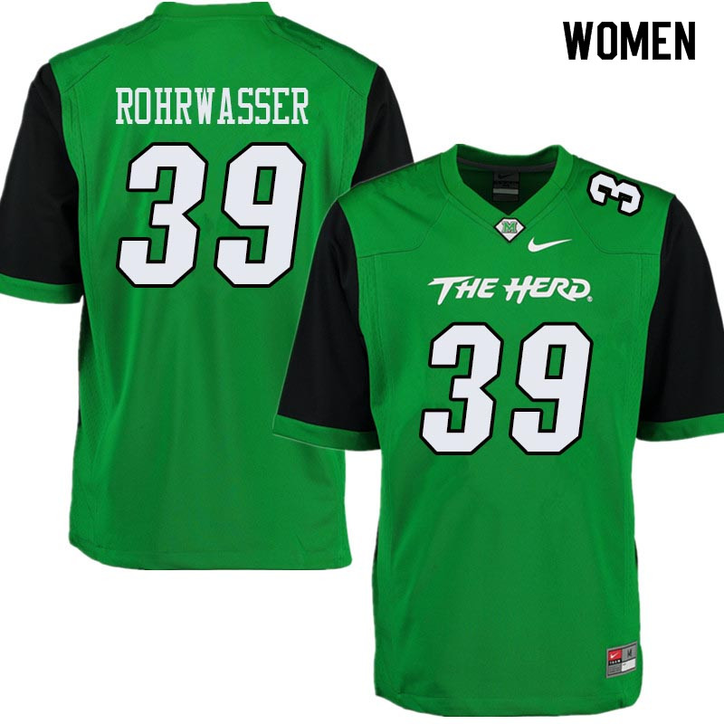 Women #39 Justin Rohrwasser Marshall Thundering Herd College Football Jerseys Sale-Green - Click Image to Close